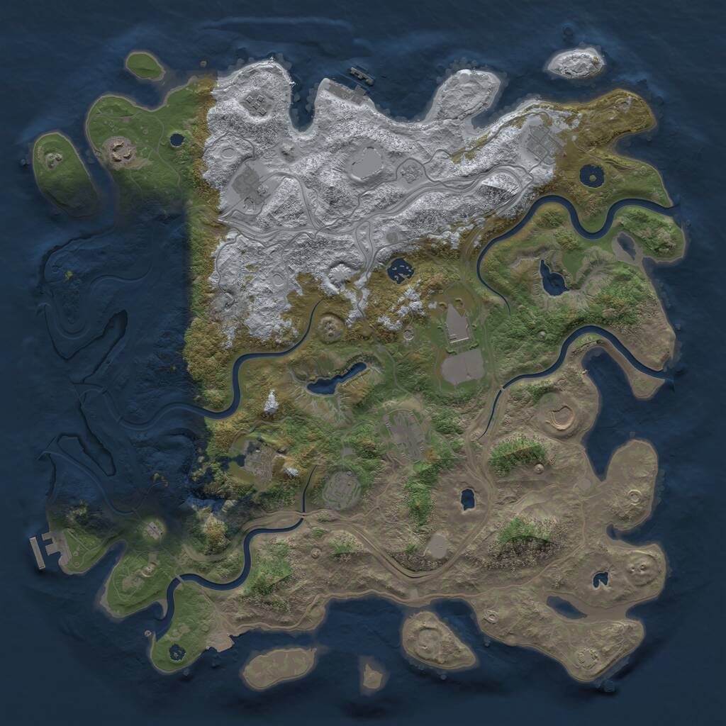 Rust Map: Procedural Map, Size: 4500, Seed: 1043296859, 16 Monuments