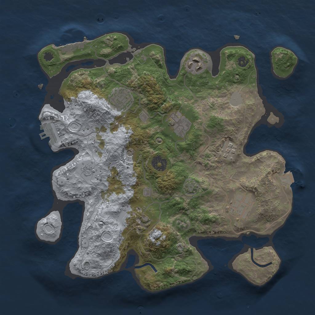 Rust Map: Procedural Map, Size: 3000, Seed: 11103, 14 Monuments