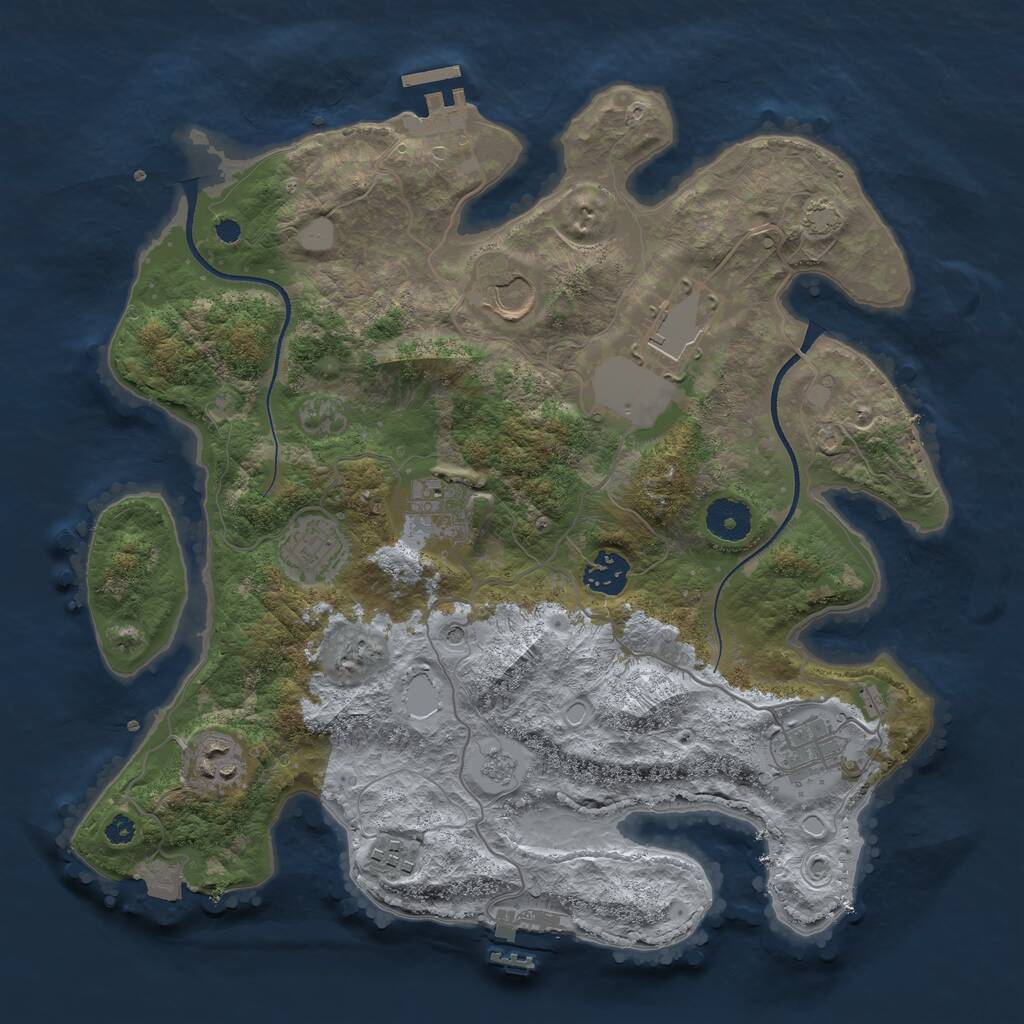 Rust Map: Procedural Map, Size: 3500, Seed: 1333937006, 14 Monuments