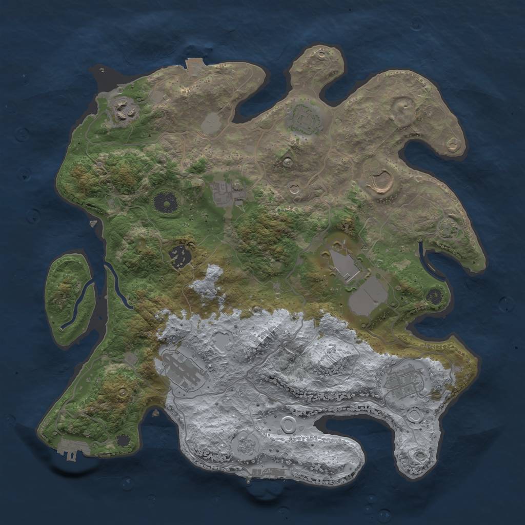 Rust Map: Procedural Map, Size: 3500, Seed: 1333937006, 16 Monuments