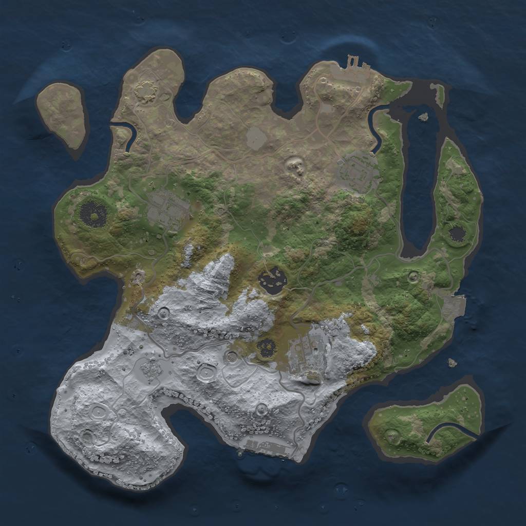 Rust Map: Procedural Map, Size: 2905, Seed: 2147483647, 12 Monuments