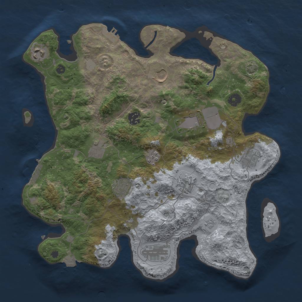 Rust Map: Procedural Map, Size: 3500, Seed: 185849834, 18 Monuments