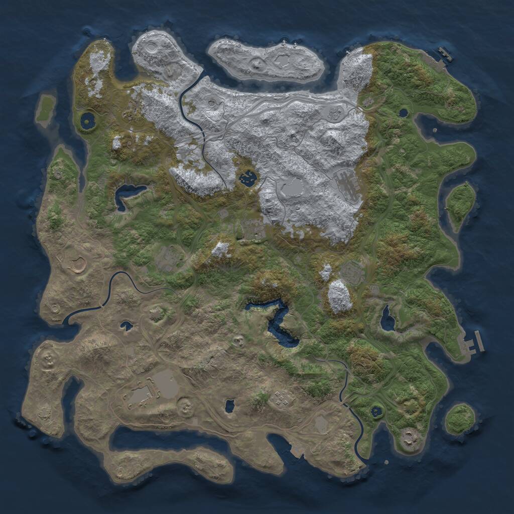 Rust Map: Procedural Map, Size: 4800, Seed: 1225860668, 16 Monuments