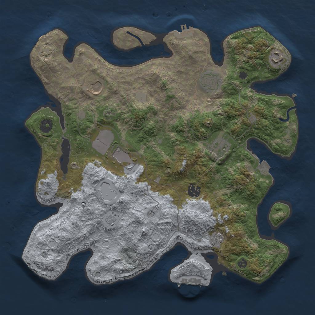 Rust Map: Procedural Map, Size: 3500, Seed: 246196463, 15 Monuments