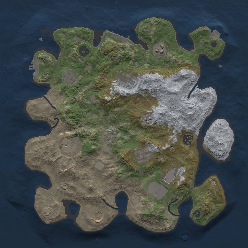 Rust Map: Procedural Map, Size: 3500, Seed: 1607605221, 17 Monuments