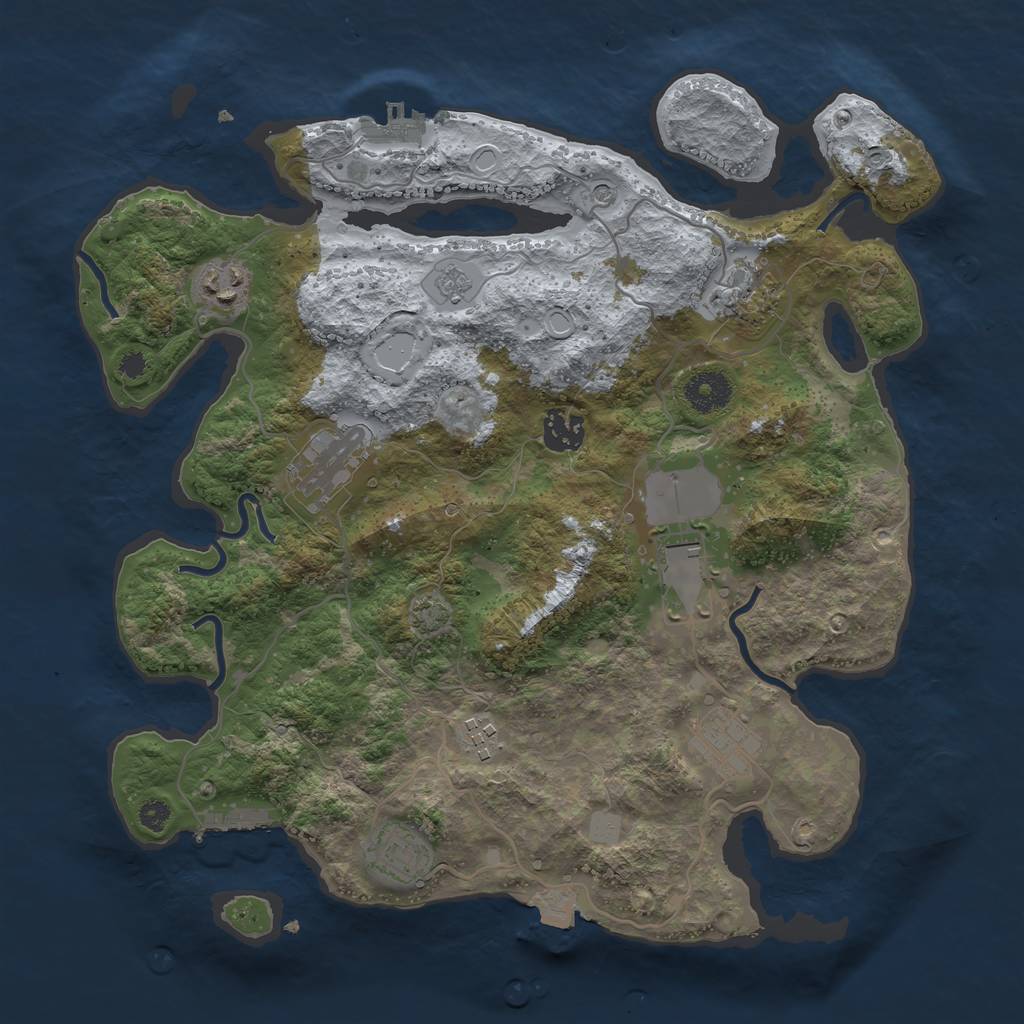 Rust Map: Procedural Map, Size: 3500, Seed: 1692761840, 16 Monuments