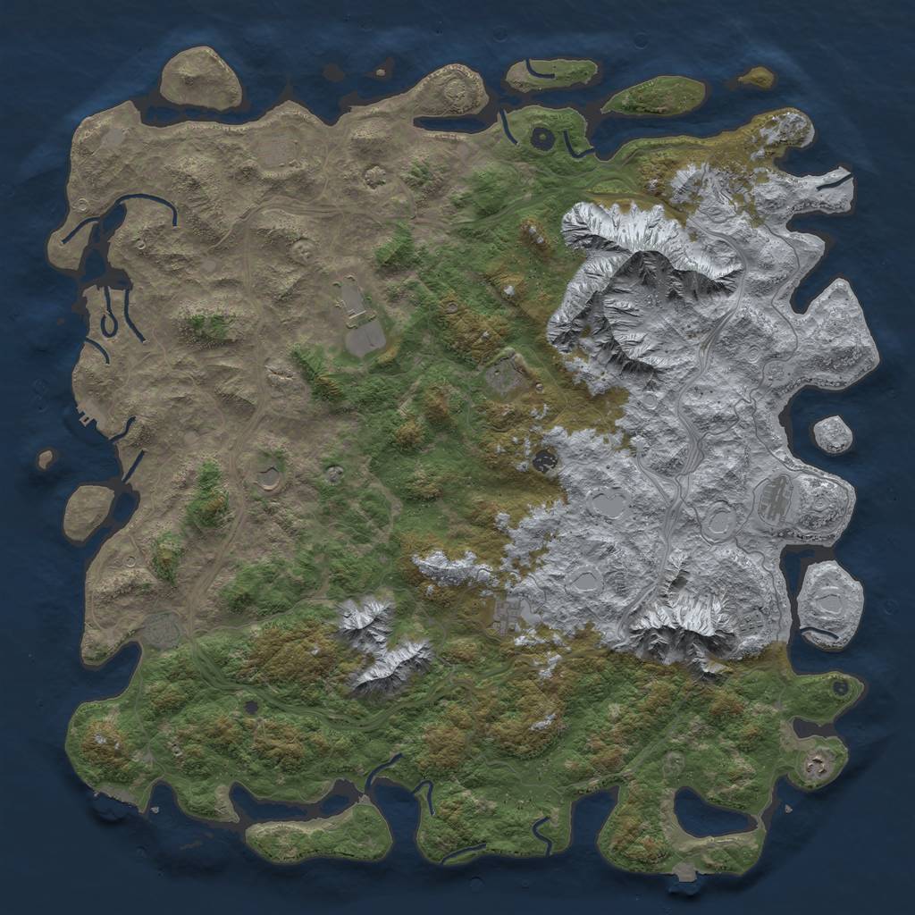Rust Map: Procedural Map, Size: 6000, Seed: 115728718, 19 Monuments