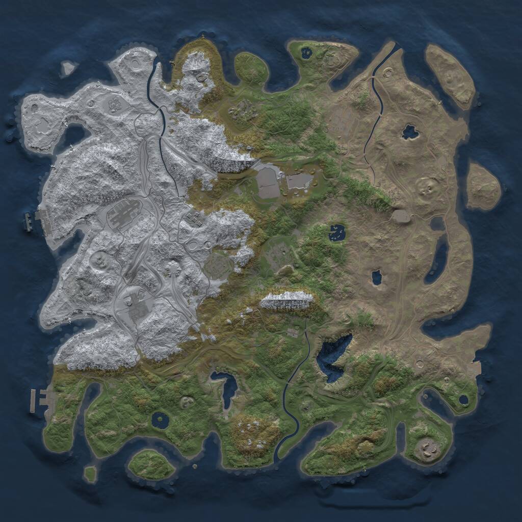 Rust Map: Procedural Map, Size: 4500, Seed: 802489495, 16 Monuments