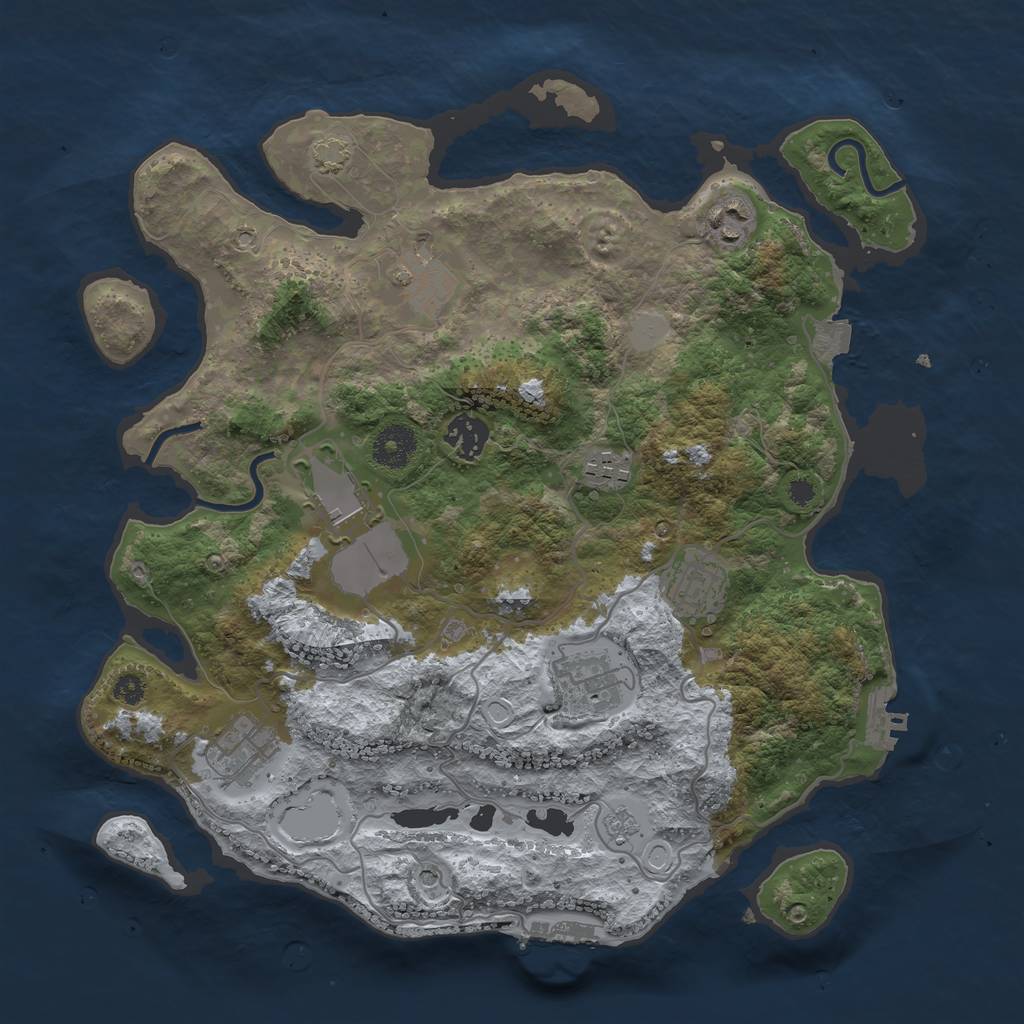 Rust Map: Procedural Map, Size: 3500, Seed: 192595560, 16 Monuments