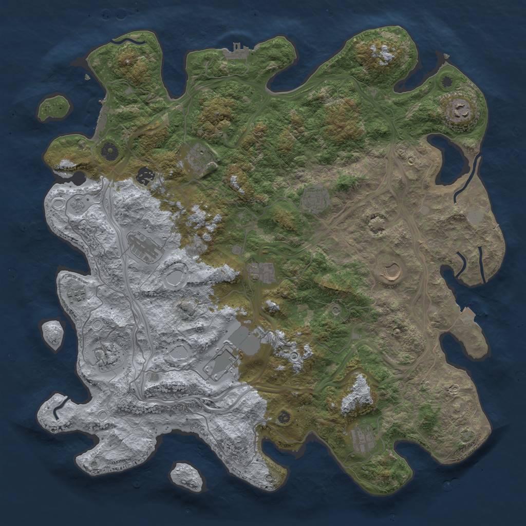 Rust Map: Procedural Map, Size: 4500, Seed: 7776777, 19 Monuments