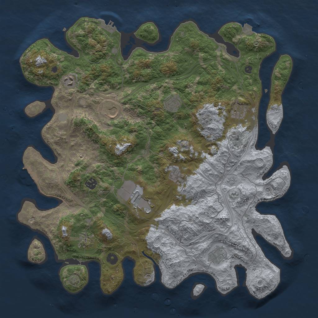 Rust Map: Procedural Map, Size: 4250, Seed: 1289663602, 18 Monuments