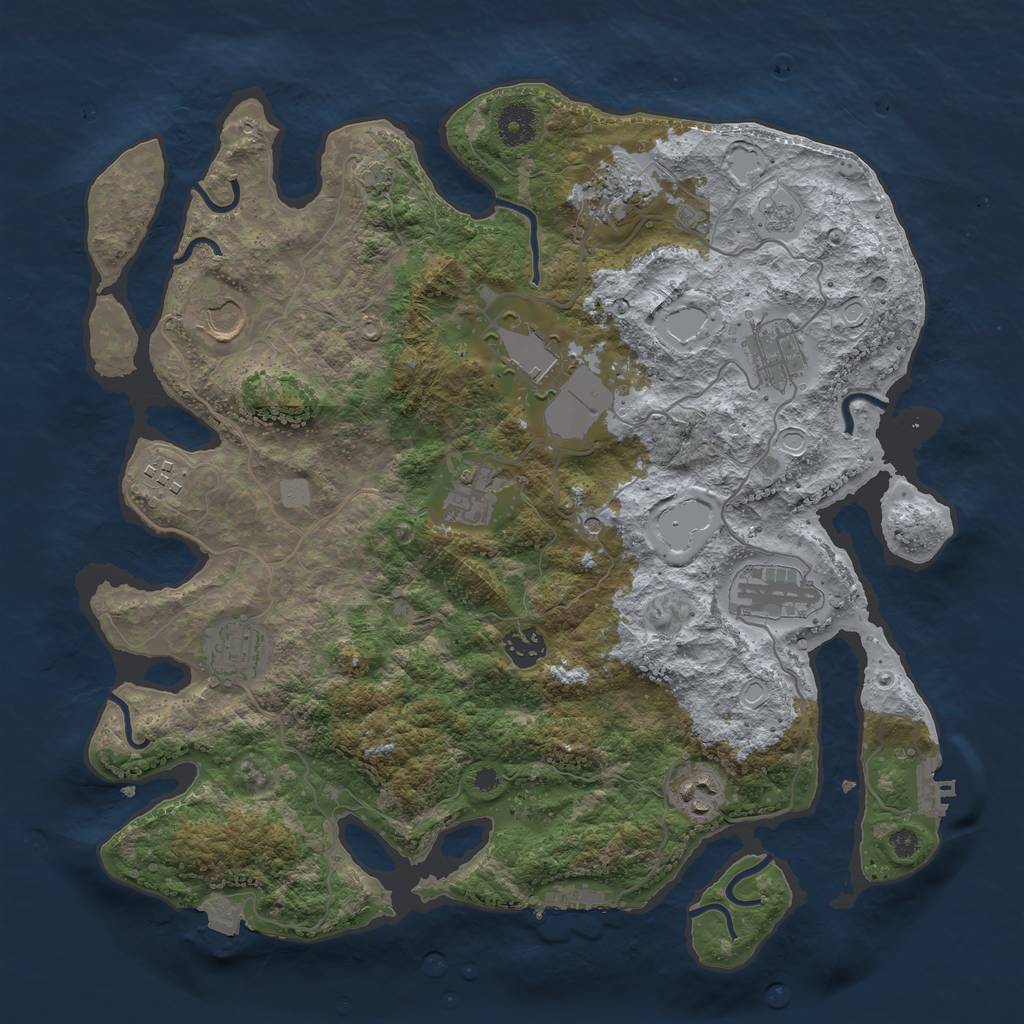 Rust Map: Procedural Map, Size: 3750, Seed: 671239617, 18 Monuments