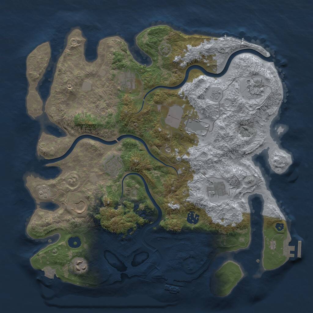 Rust Map: Procedural Map, Size: 3750, Seed: 671239617, 15 Monuments