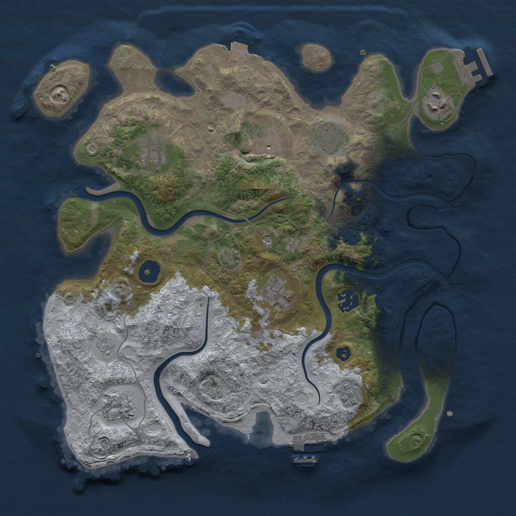Rust Map: Procedural Map, Size: 3500, Seed: 1920153474, 14 Monuments