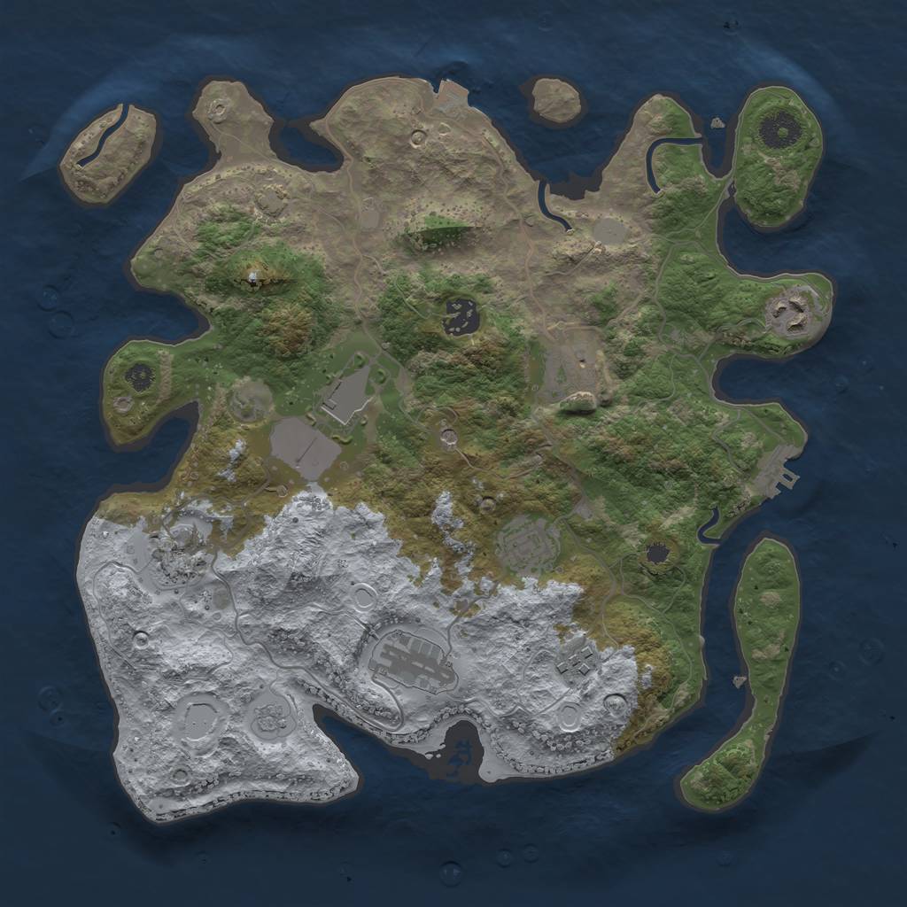 Rust Map: Procedural Map, Size: 3500, Seed: 1920153474, 15 Monuments