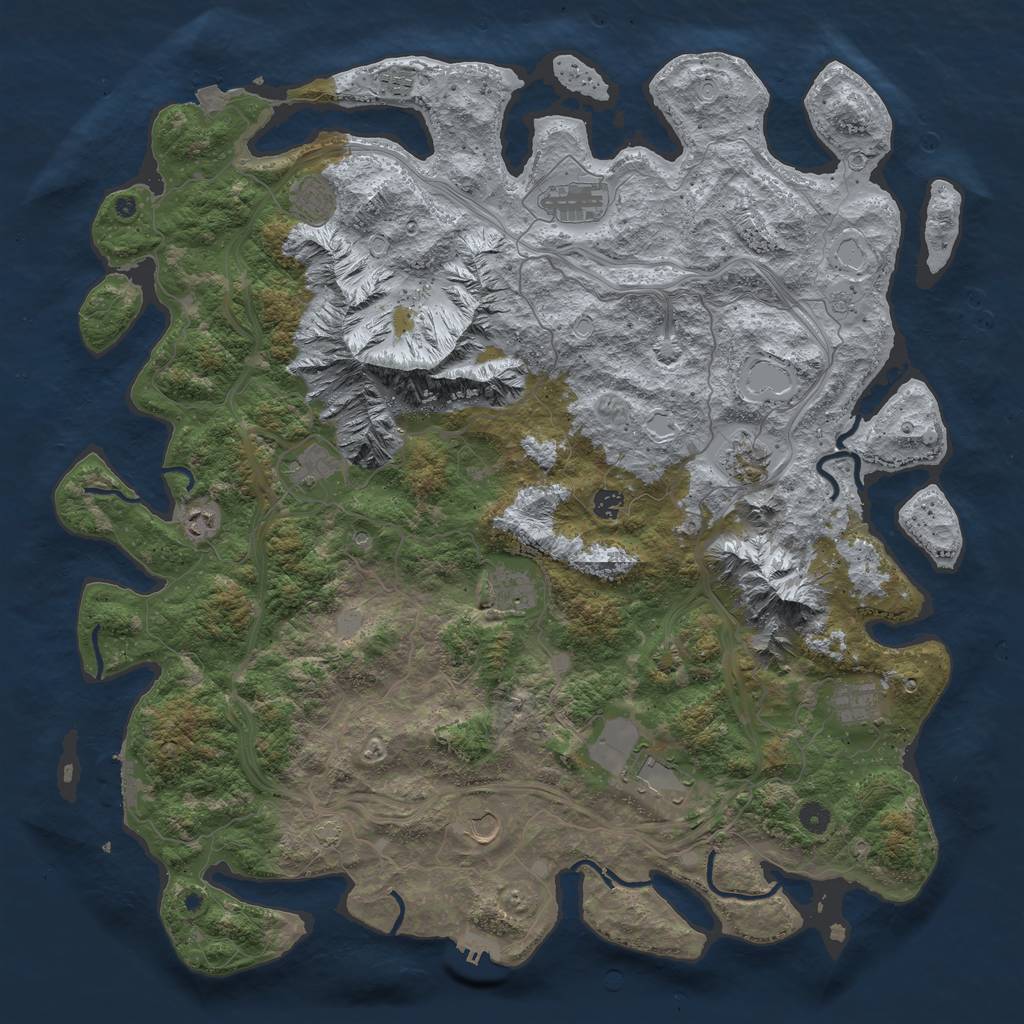 Rust Map: Procedural Map, Size: 5000, Seed: 681268573, 19 Monuments