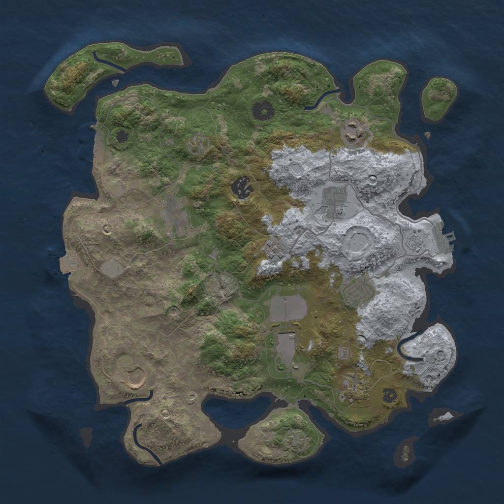 Rust Map: Procedural Map, Size: 3500, Seed: 15542400, 16 Monuments