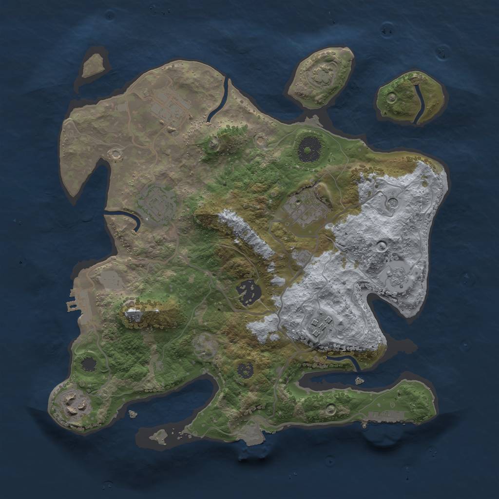 Rust Map: Procedural Map, Size: 3000, Seed: 101465495, 14 Monuments