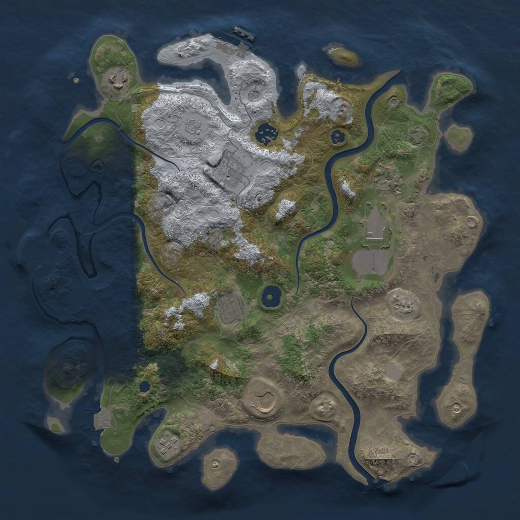 Rust Map: Procedural Map, Size: 3700, Seed: 572659874, 14 Monuments