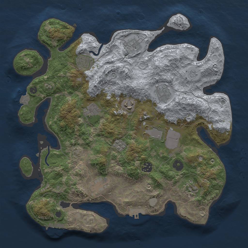 Rust Map: Procedural Map, Size: 3500, Seed: 1955072581, 18 Monuments