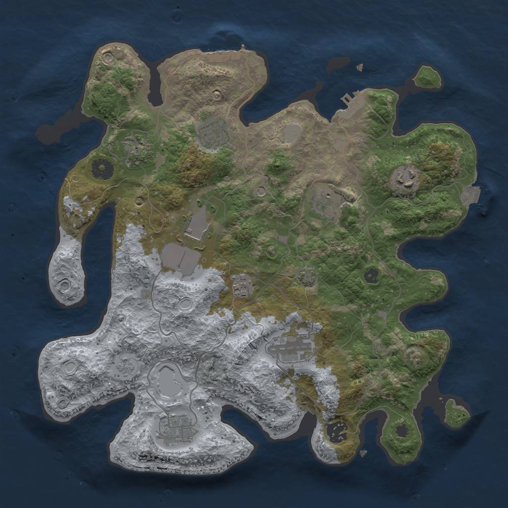 Rust Map: Procedural Map, Size: 3500, Seed: 510121348, 17 Monuments