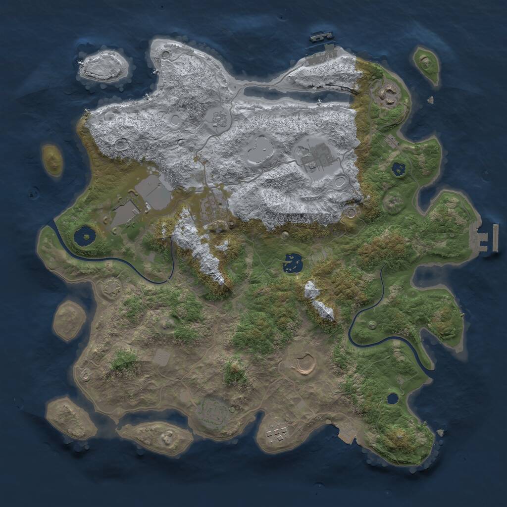 Rust Map: Procedural Map, Size: 3700, Seed: 70324, 14 Monuments