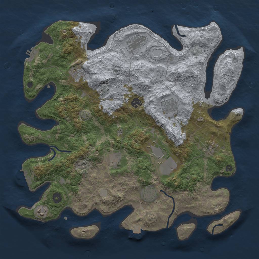 Rust Map: Procedural Map, Size: 3825, Seed: 74892516, 18 Monuments