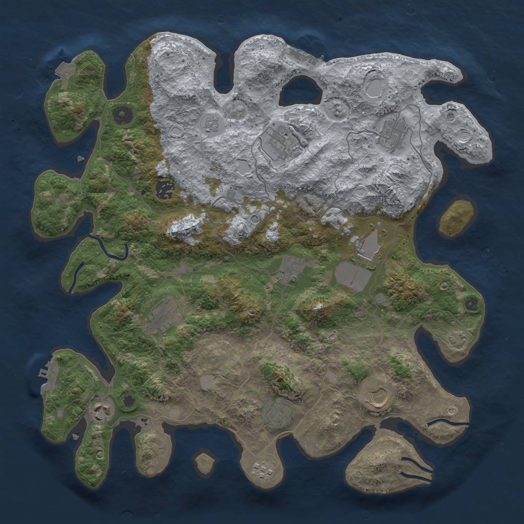Rust Map: Procedural Map, Size: 4000, Seed: 345248835, 18 Monuments