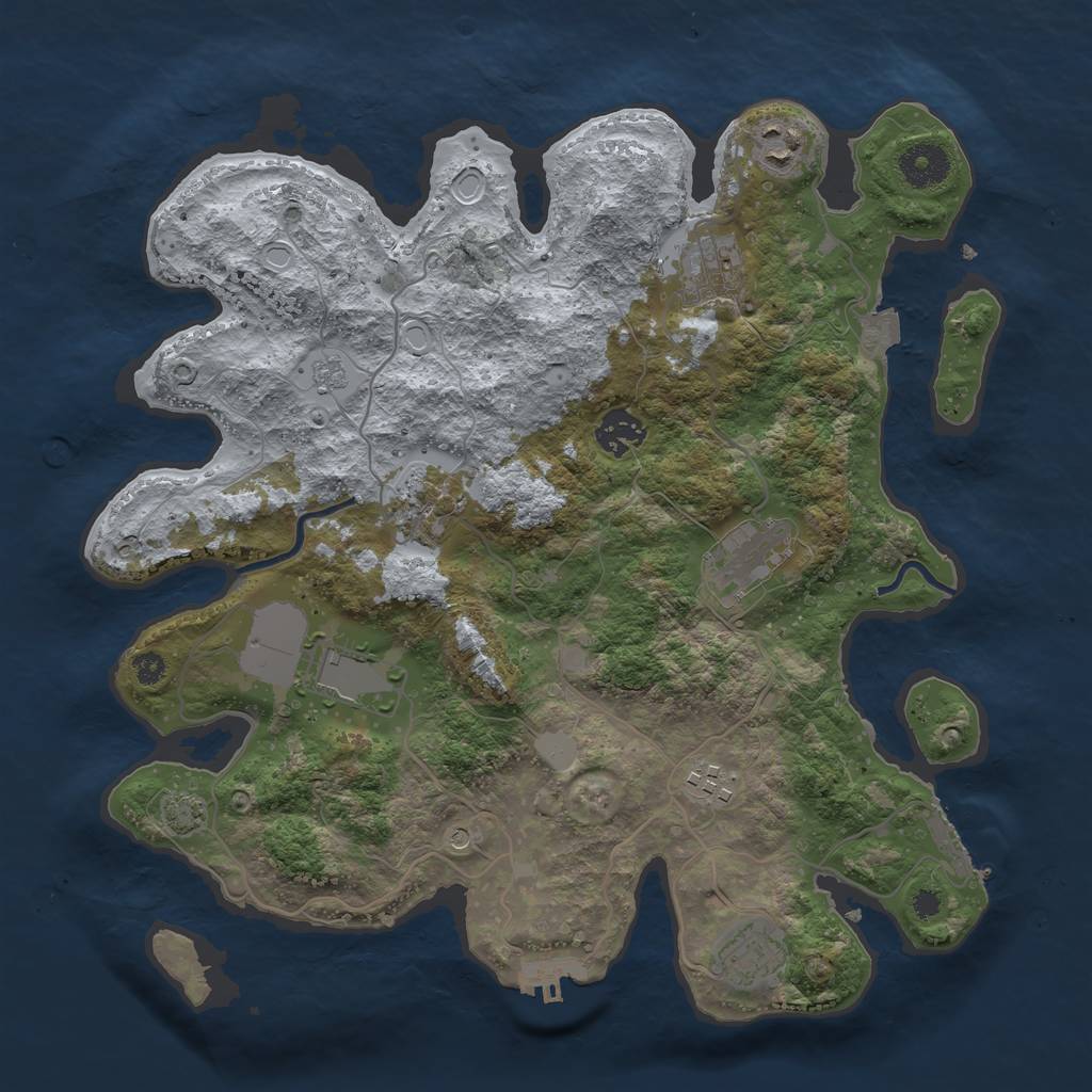 Rust Map: Procedural Map, Size: 3500, Seed: 523786473, 16 Monuments
