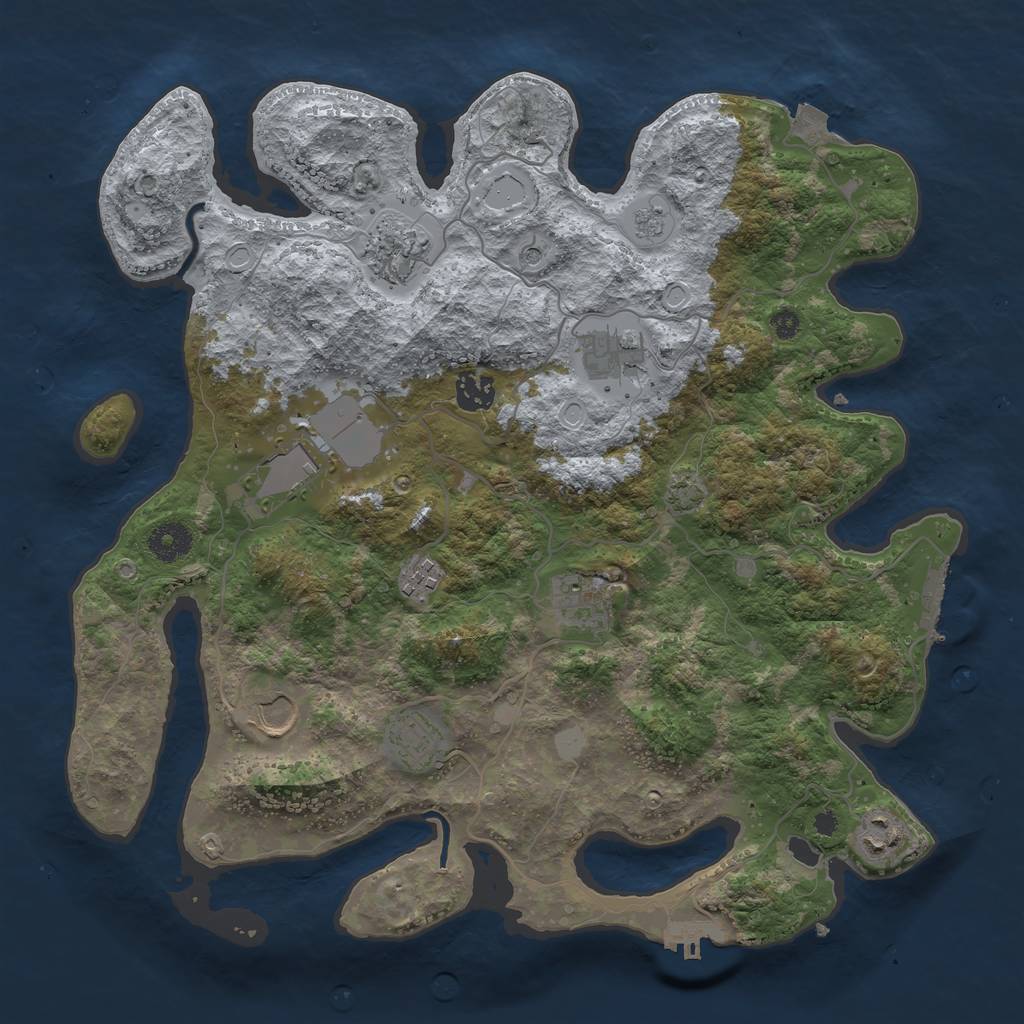 Rust Map: Procedural Map, Size: 3700, Seed: 87495, 17 Monuments