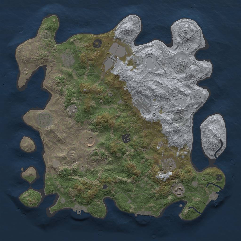 Rust Map: Procedural Map, Size: 3900, Seed: 123, 18 Monuments