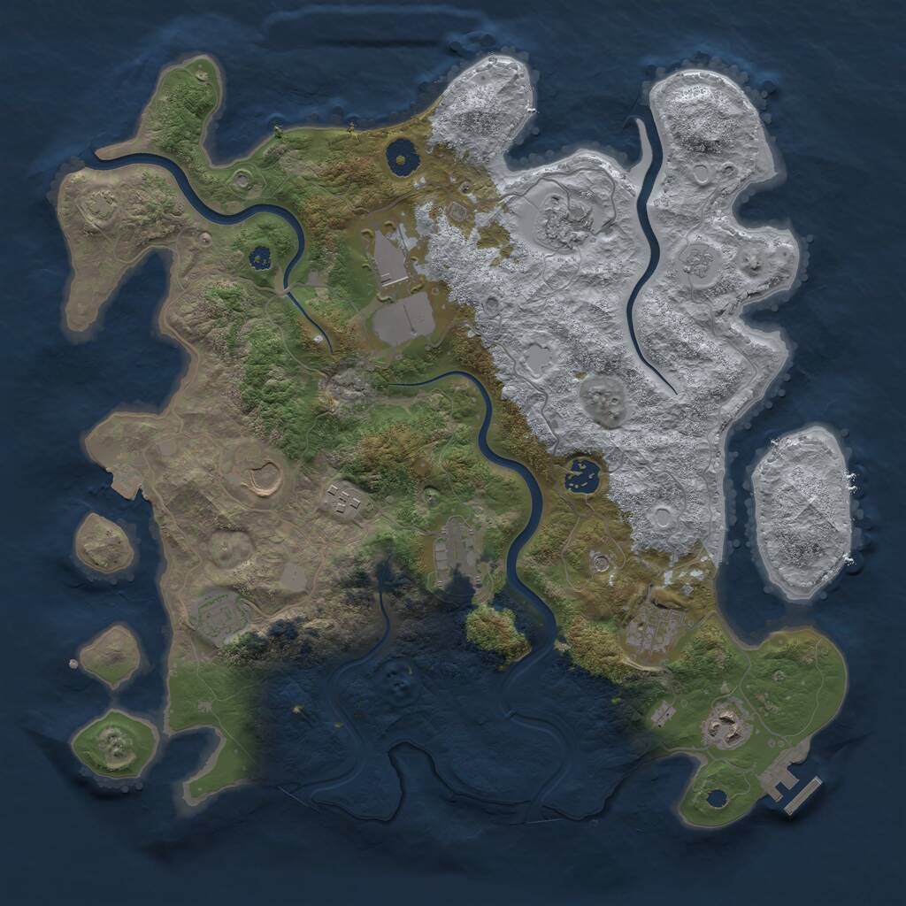 Rust Map: Procedural Map, Size: 3900, Seed: 123, 14 Monuments