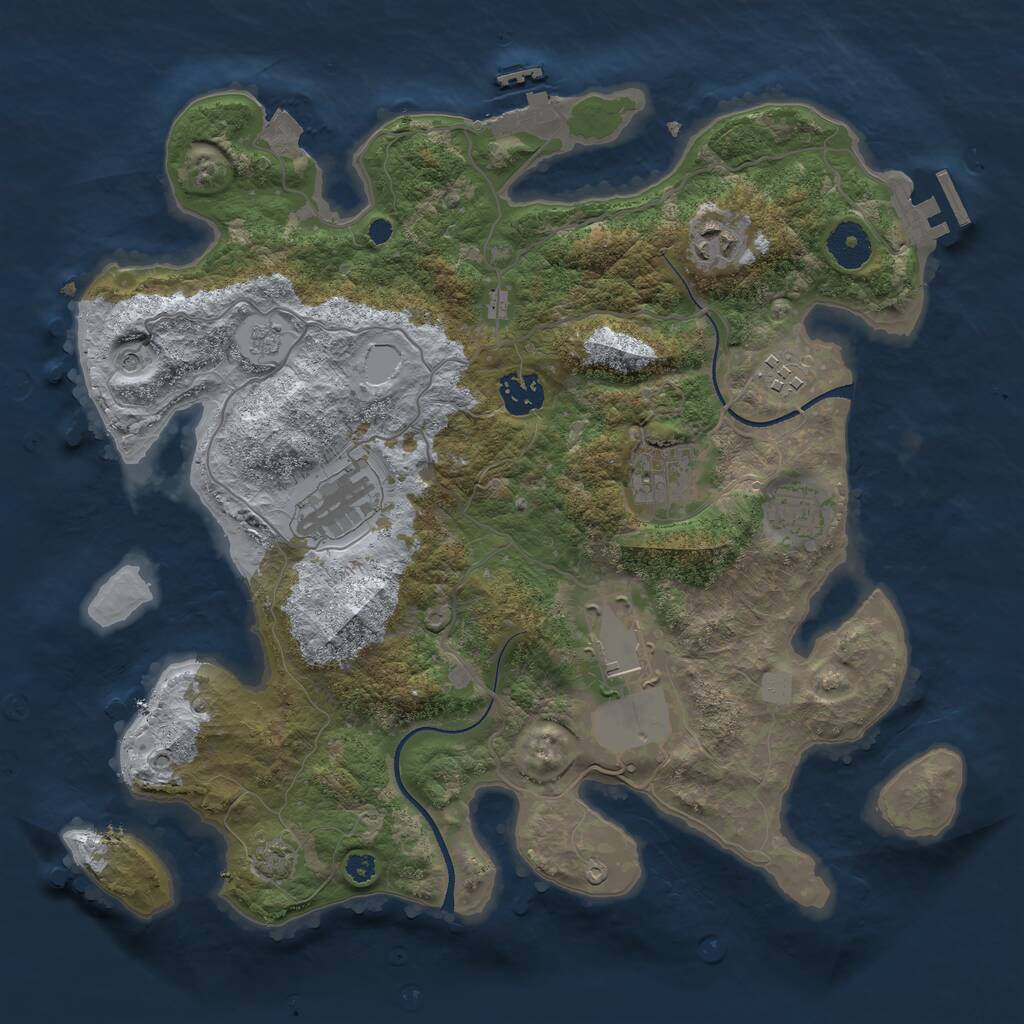 Rust Map: Procedural Map, Size: 3500, Seed: 1662376, 13 Monuments