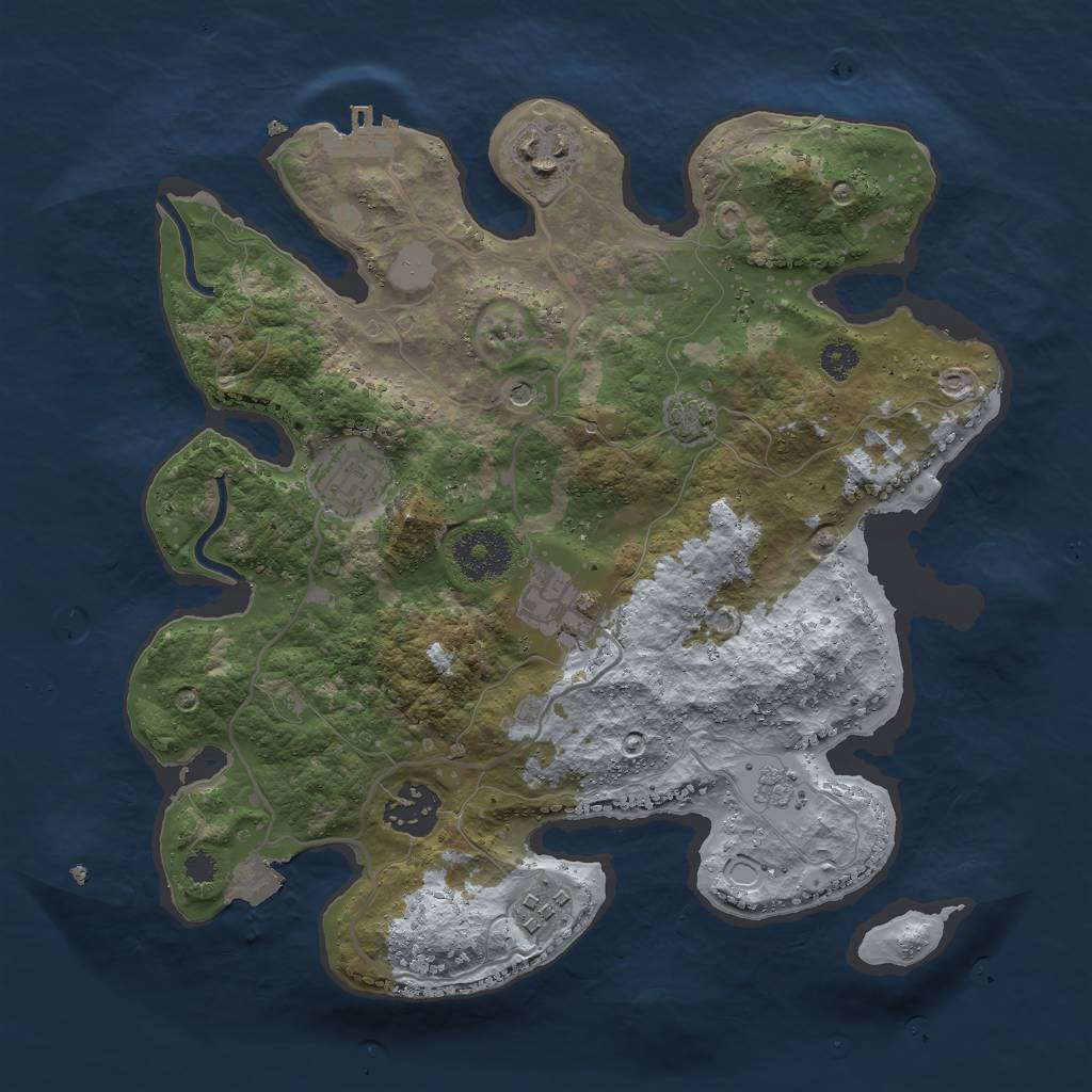 Rust Map: Procedural Map, Size: 3000, Seed: 696509440, 12 Monuments
