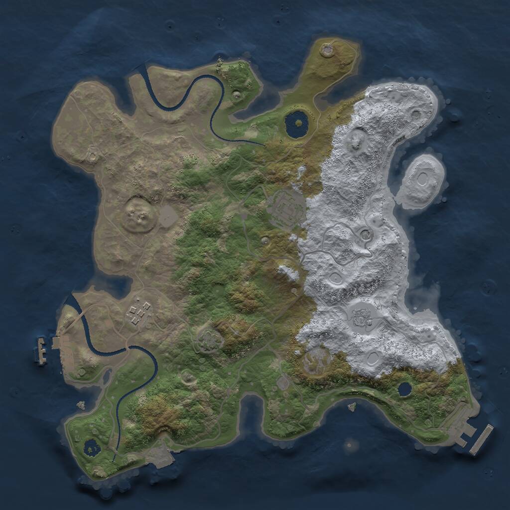 Rust Map: Procedural Map, Size: 3000, Seed: 1537096711, 8 Monuments