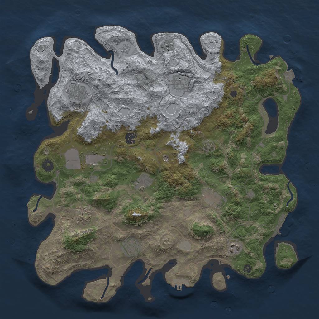 Rust Map: Procedural Map, Size: 4000, Seed: 666821337, 18 Monuments