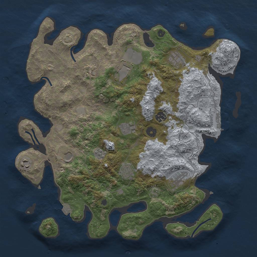 Rust Map: Procedural Map, Size: 3700, Seed: 7475755, 17 Monuments