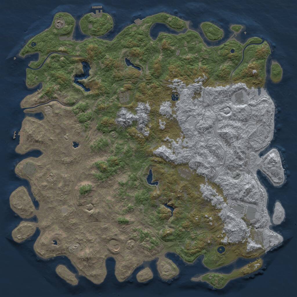 Rust Map: Procedural Map, Size: 6000, Seed: 101854516, 17 Monuments