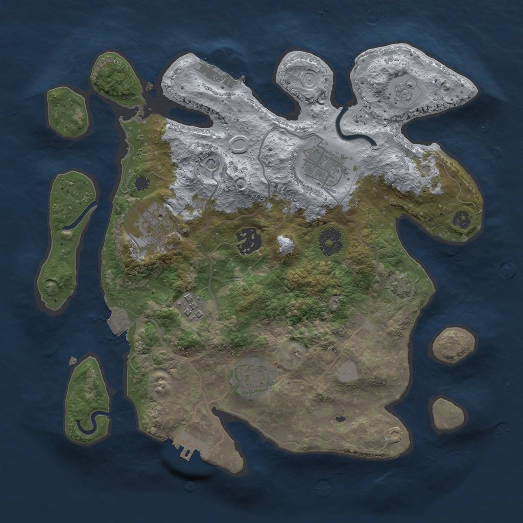 Rust Map: Procedural Map, Size: 3000, Seed: 538096021, 13 Monuments