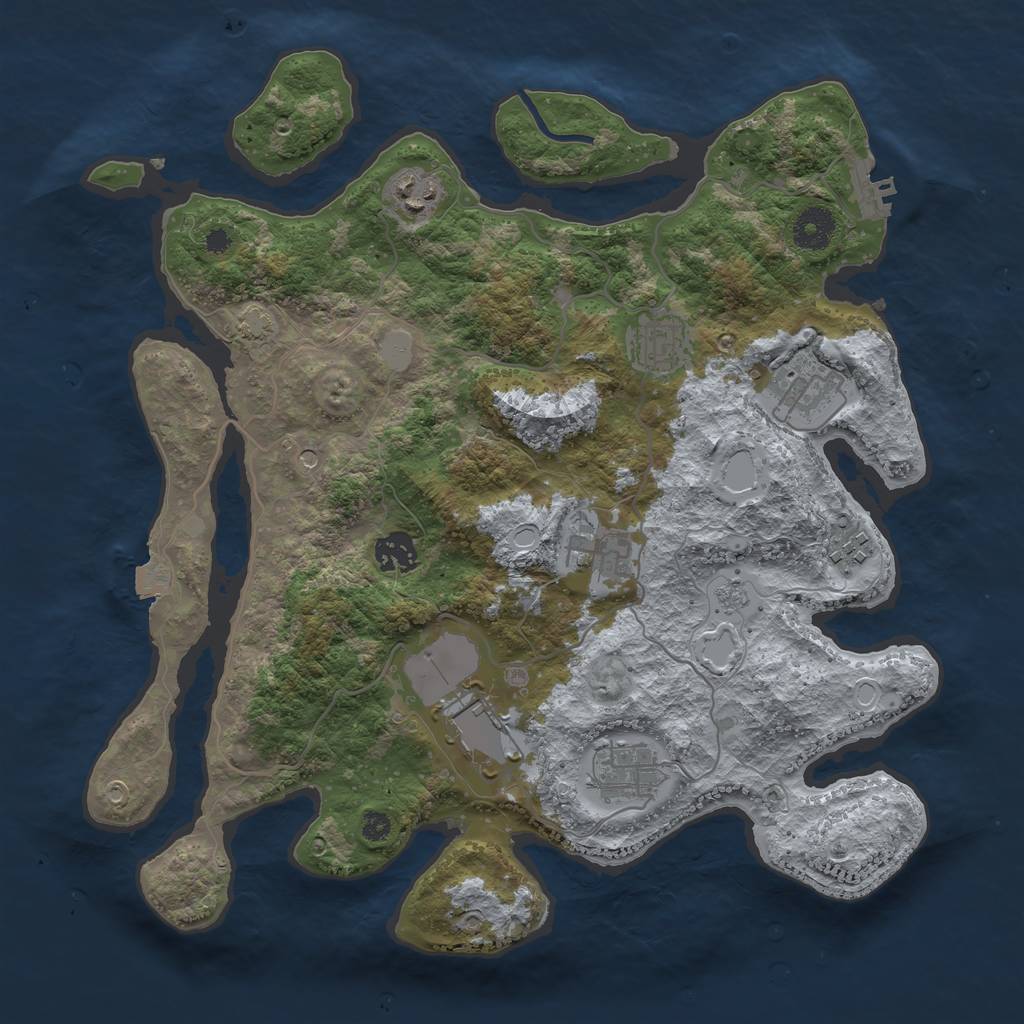 Rust Map: Procedural Map, Size: 3600, Seed: 1885746817, 15 Monuments