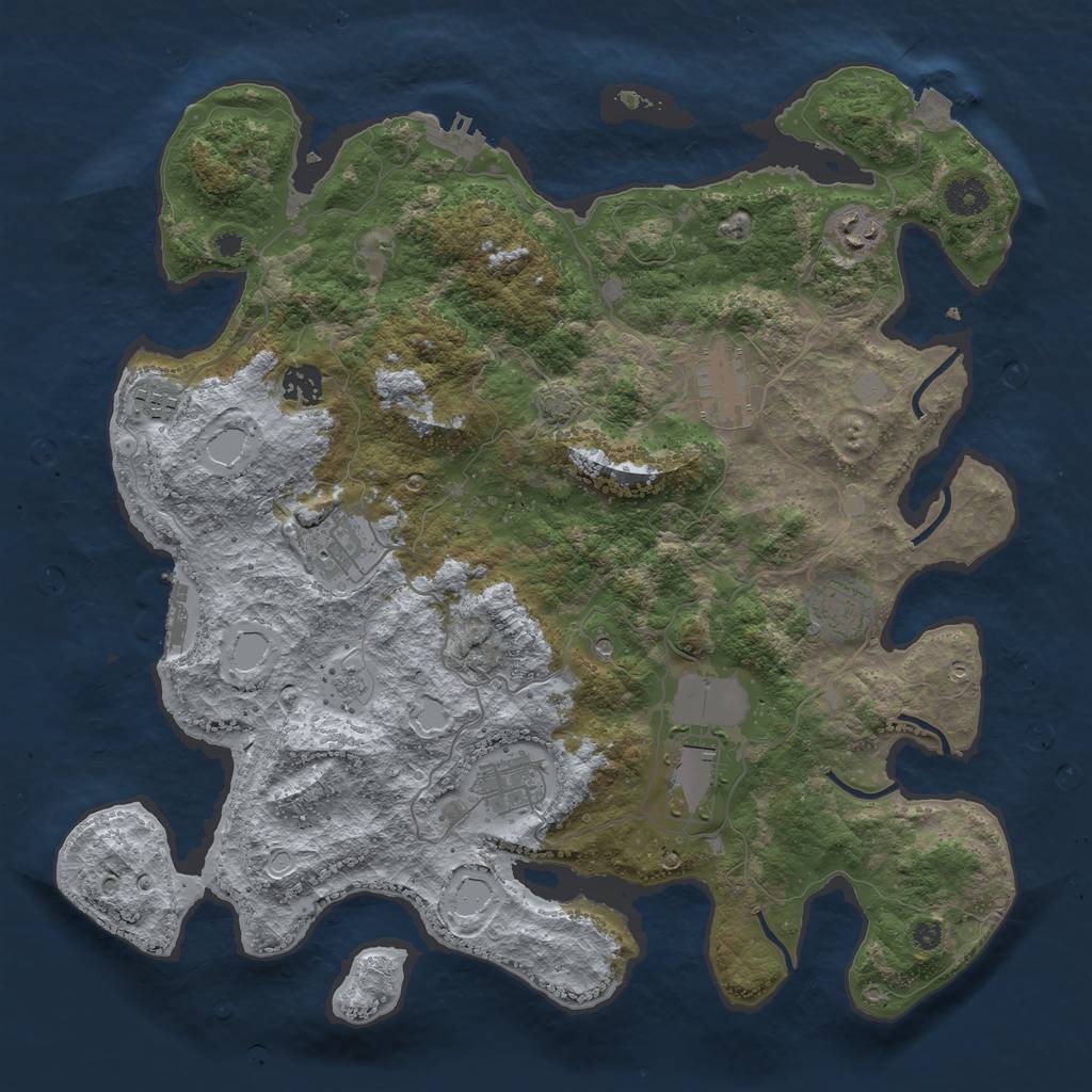 Rust Map: Procedural Map, Size: 3900, Seed: 2110462083, 16 Monuments