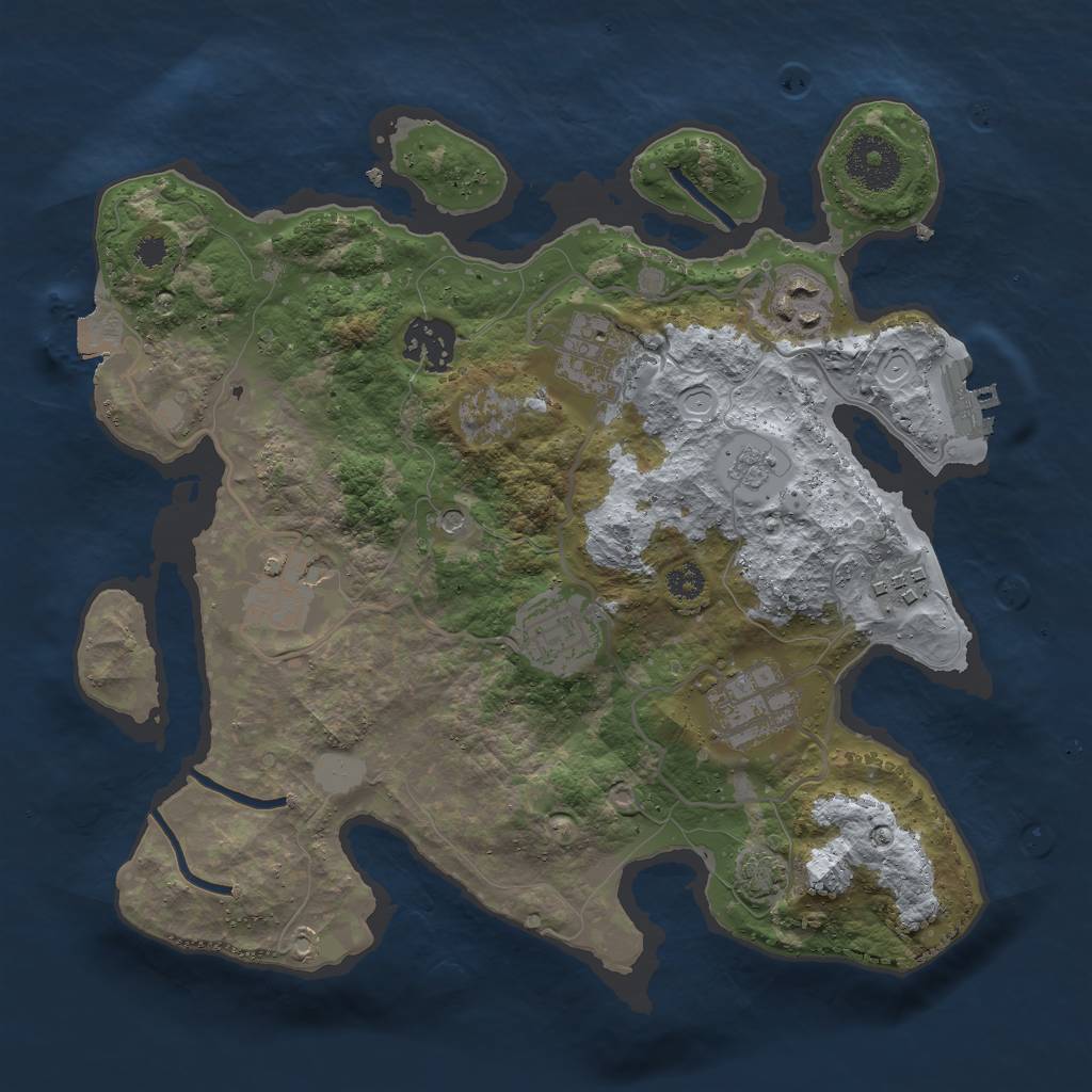 Rust Map: Procedural Map, Size: 3000, Seed: 2078099012, 14 Monuments