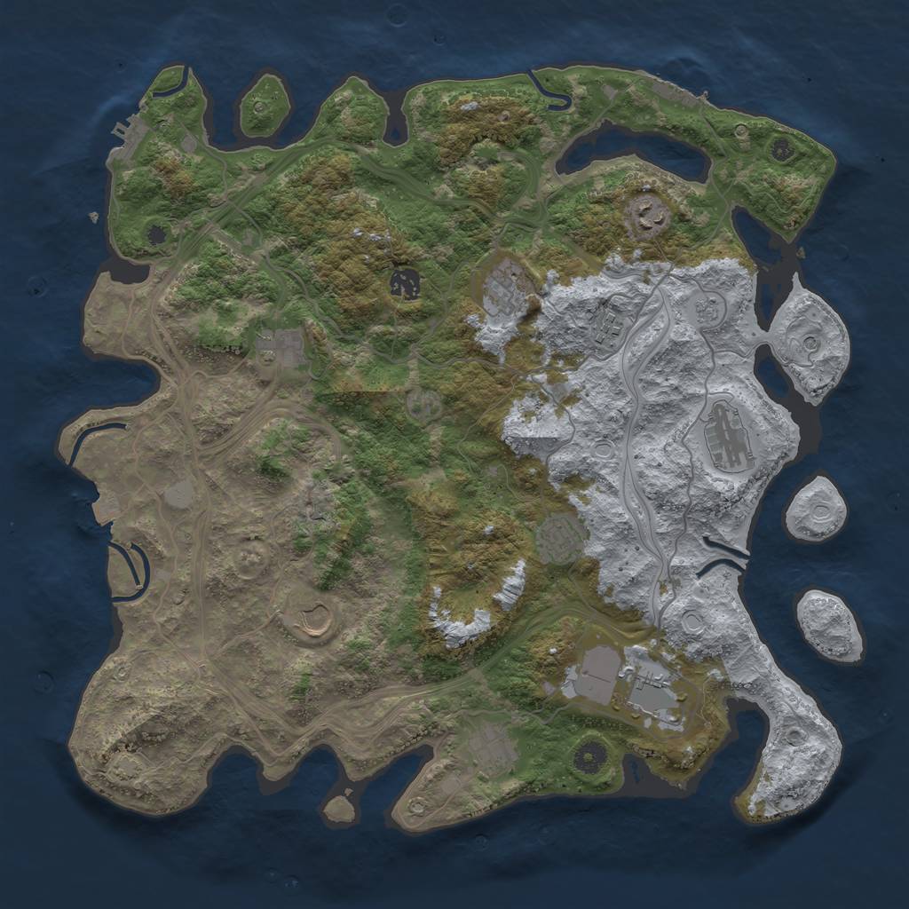 Rust Map: Procedural Map, Size: 4250, Seed: 665942, 18 Monuments