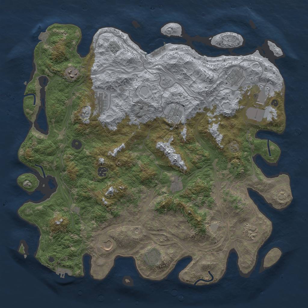 Rust Map: Procedural Map, Size: 4500, Seed: 1475039867, 19 Monuments