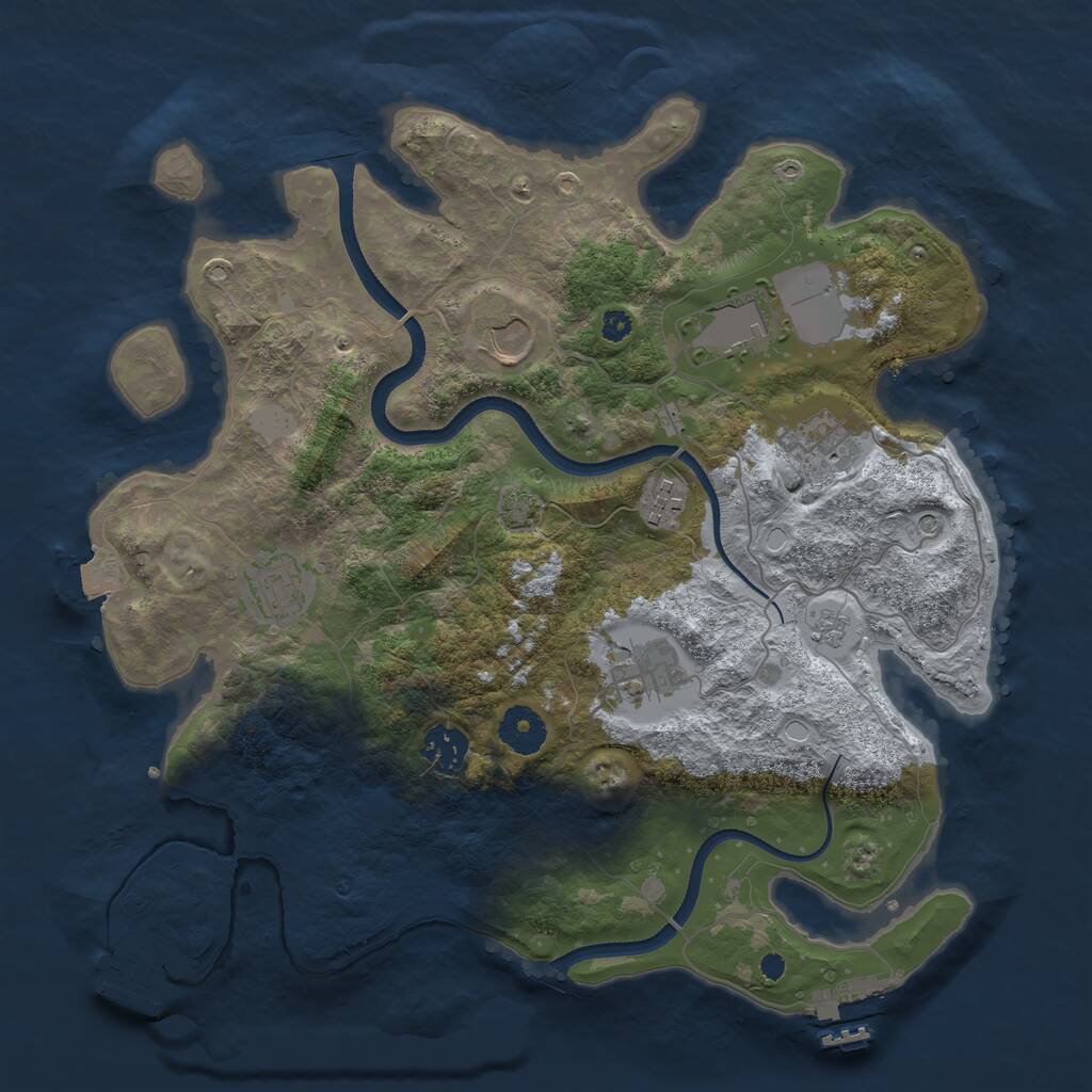 Rust Map: Procedural Map, Size: 3500, Seed: 1975605282, 13 Monuments