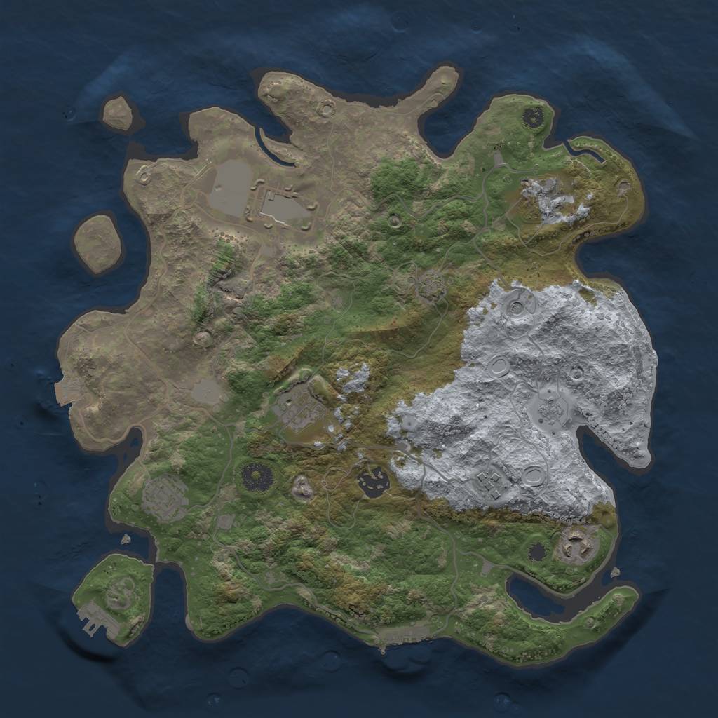 Rust Map: Procedural Map, Size: 3500, Seed: 1975605282, 15 Monuments