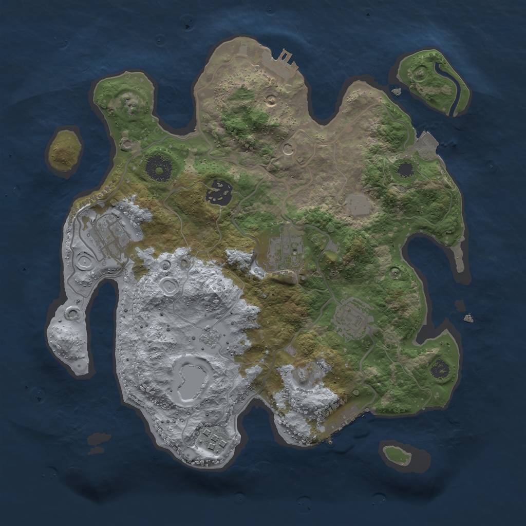 Rust Map: Procedural Map, Size: 3000, Seed: 574448344, 12 Monuments