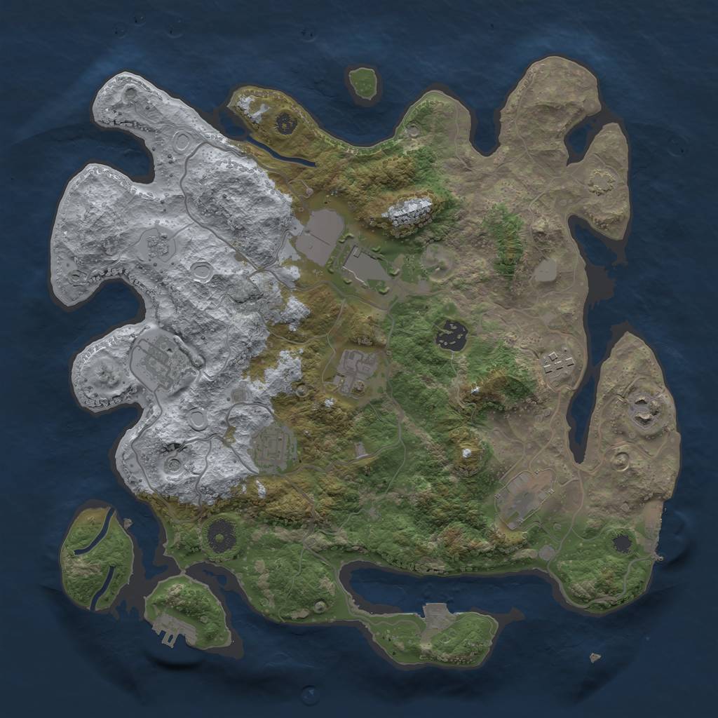 Rust Map: Procedural Map, Size: 3500, Seed: 1215241106, 16 Monuments