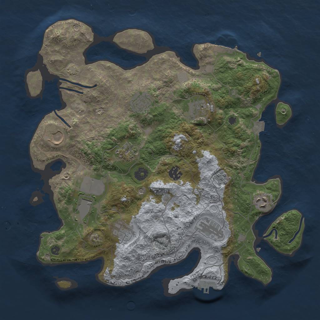 Rust Map: Procedural Map, Size: 3600, Seed: 79576729, 17 Monuments