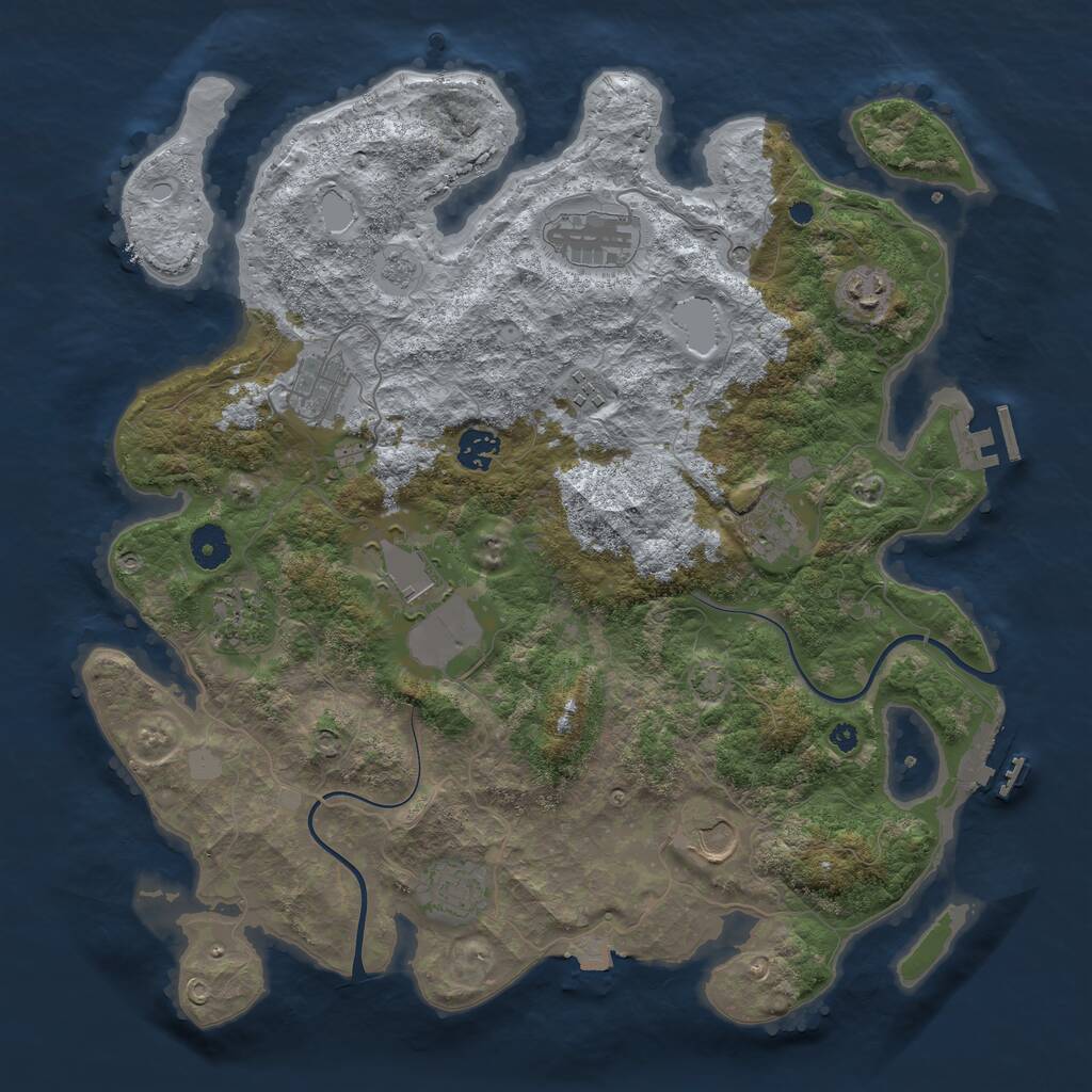 Rust Map: Procedural Map, Size: 3900, Seed: 7736, 16 Monuments